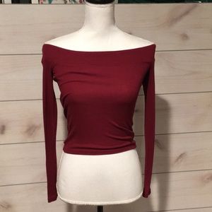 Off the shoulder red top